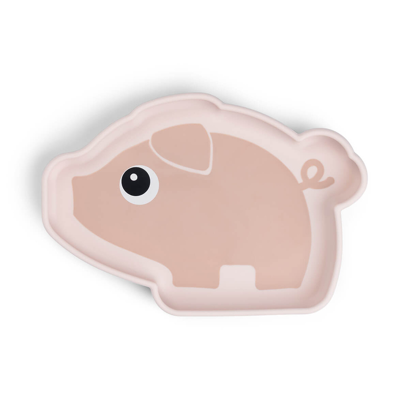 Assiette silicone avec ventouse Pigee Rose Done By Deer produit
