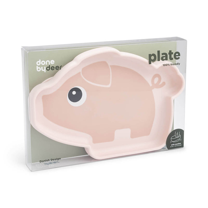 Assiette silicone avec ventouse Pigee Rose Done By Deer lifestyle 1