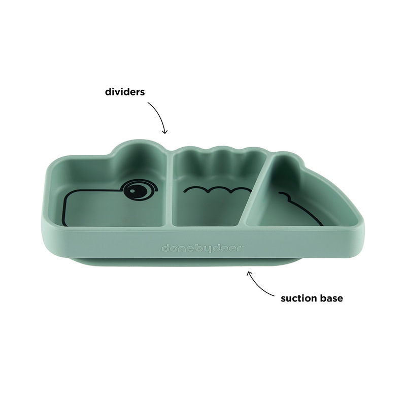Assiette silicone avec ventouse Croco Vert Done by Deer information