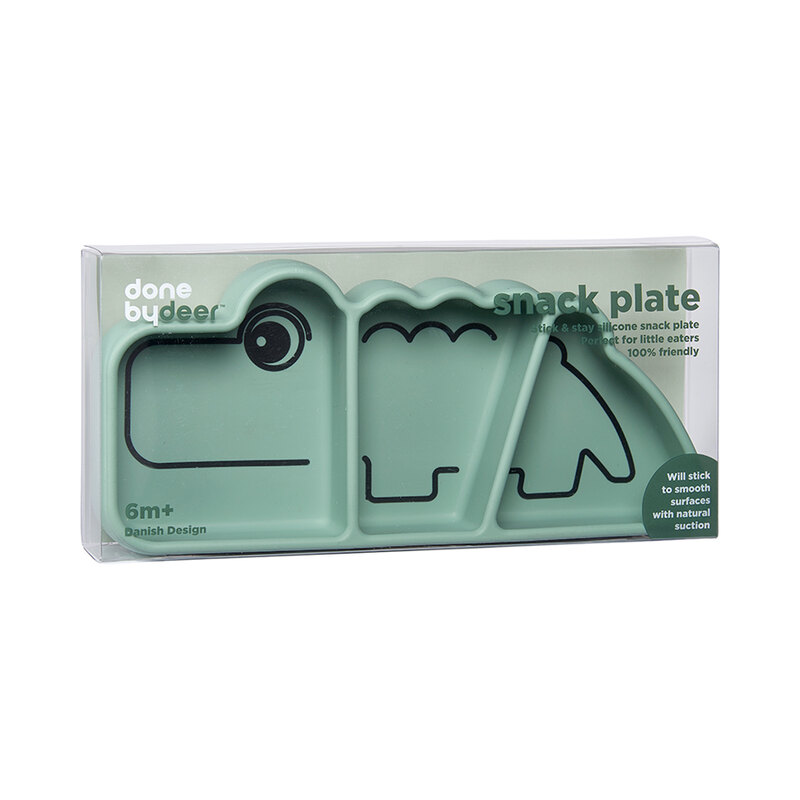 Assiette silicone avec ventouse Croco Vert Done by Deer package