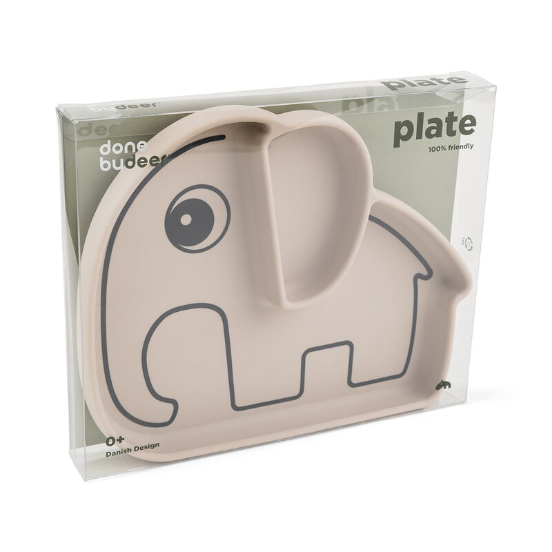 Assiette silicone avec ventouse Elphee Sable Done by Deer package