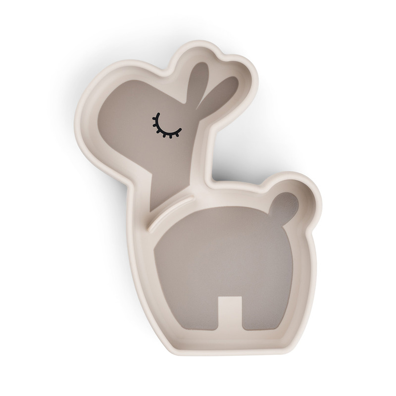 Assiette silicone avec ventouse Lalee Sable Done by Deer produit face