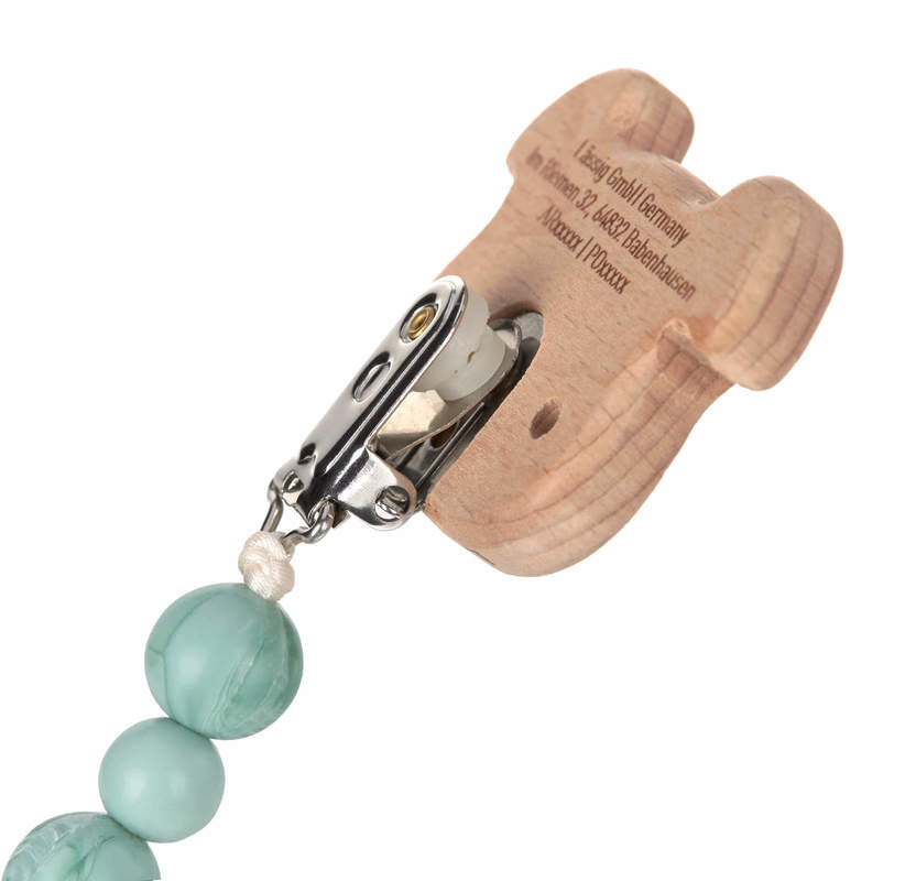 Attache-sucette en bois et silicone Little Chums Chien Lassig Clip