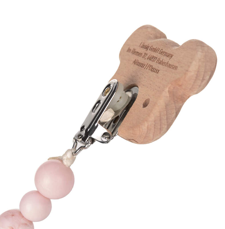 Attache-sucette en bois et silicone Little Chums Souris Lassig Clip