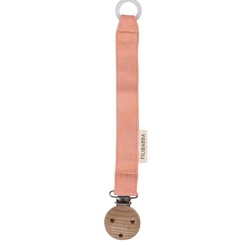 Attache-tétine en coton bio Corail Filibabba