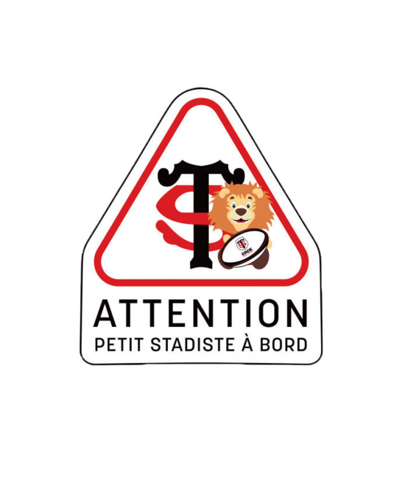 Autocollant Voiture Attention Petit Stadiste A Bord Stade Toulousain produit face