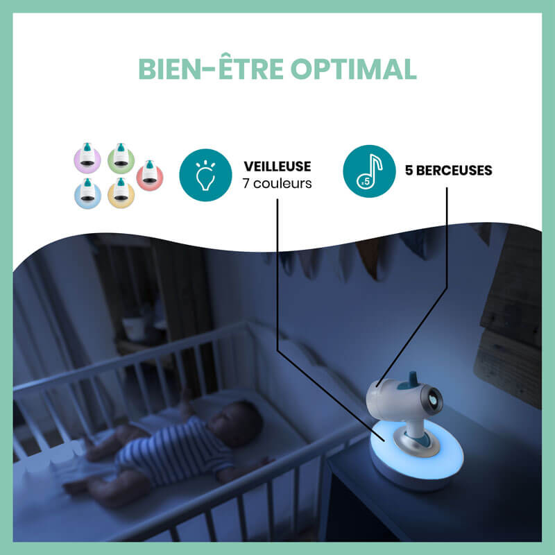 Babyphone Vidéo 360° YOO-Moov Babymoov veilleuse