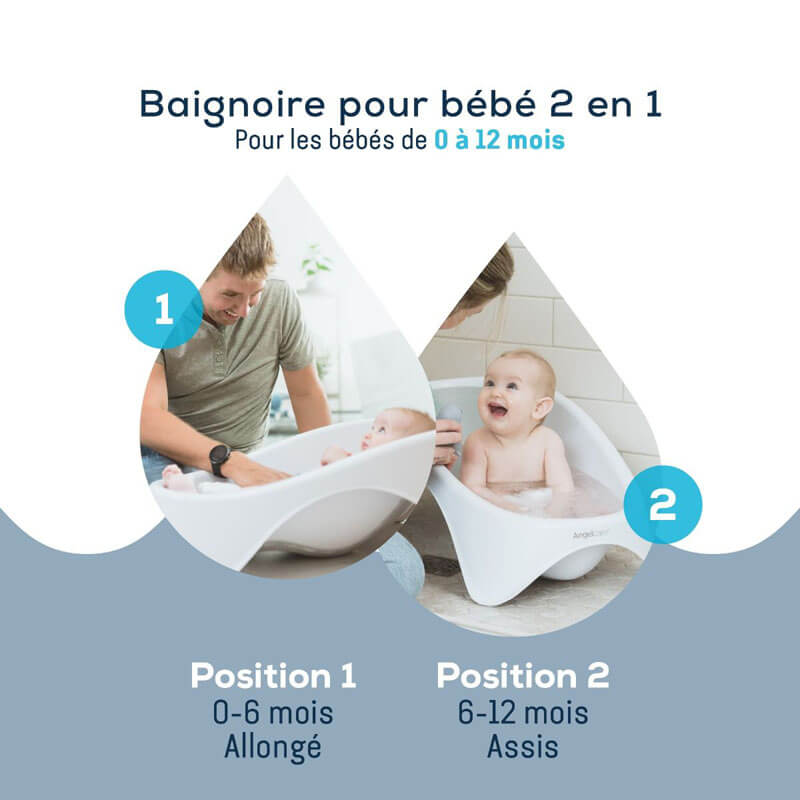 Baignoire bébé 2 en 1 baignoire ergonomique Angelcare - Bambinou