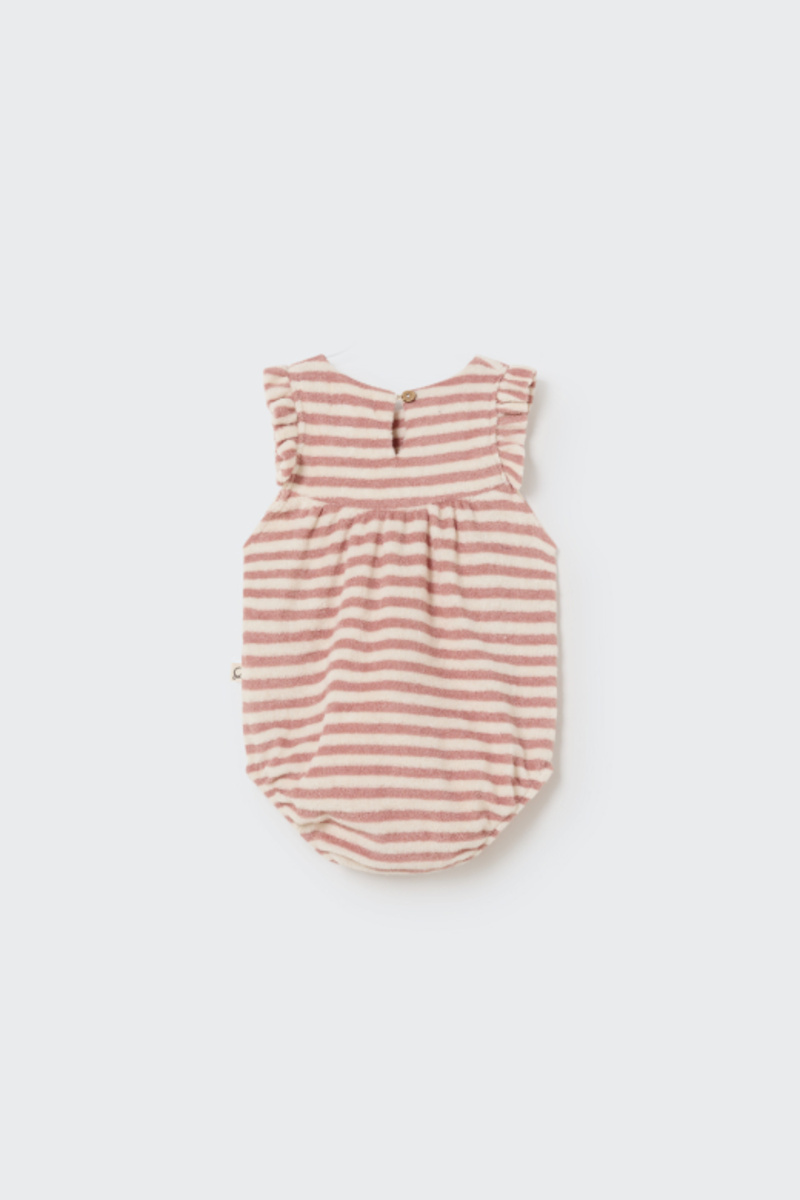 Barboteuse éponge rayée coton bio Rose COZMO dos