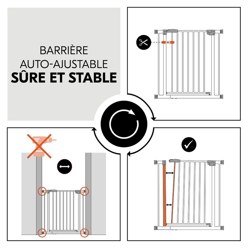 Barrière de sécurité Clear Step Autoclose 2 Hauck auto-ajustable