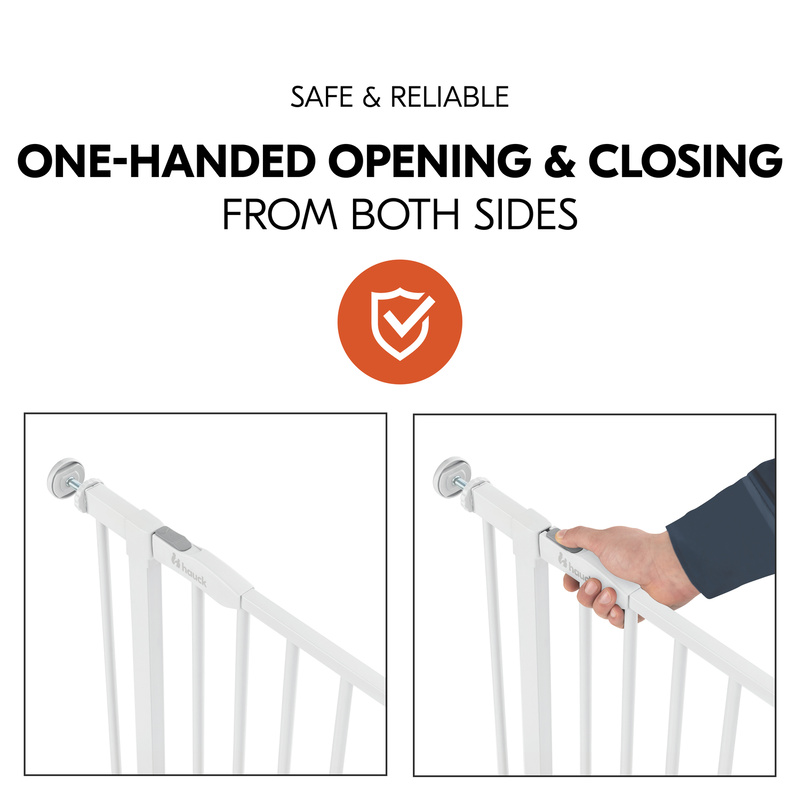 Barrière de sécurité Open N Stop​ 2 avec extension 9 cm Blanc  Hauck fermeture