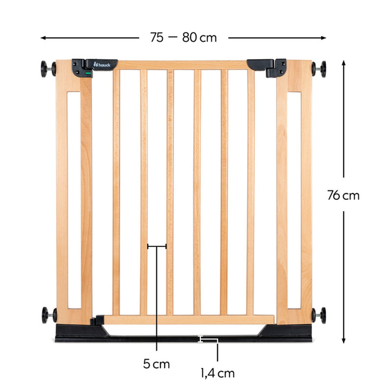 Barrière de sécurité Clear Step Easyclose Eco Beech Hauck dimensions