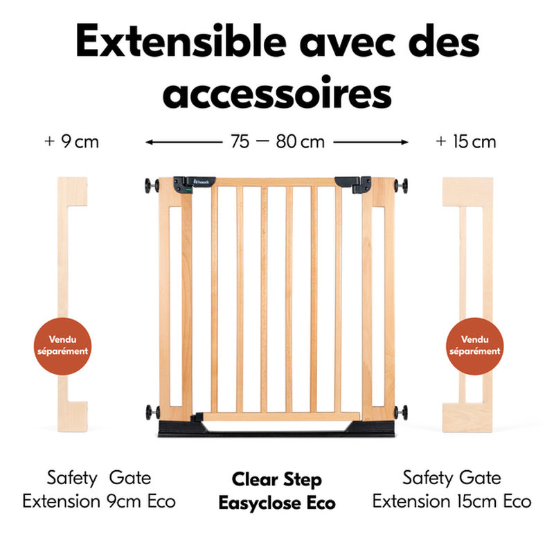 Barrière de sécurité Clear Step Easyclose Eco Beech Hauck extensible
