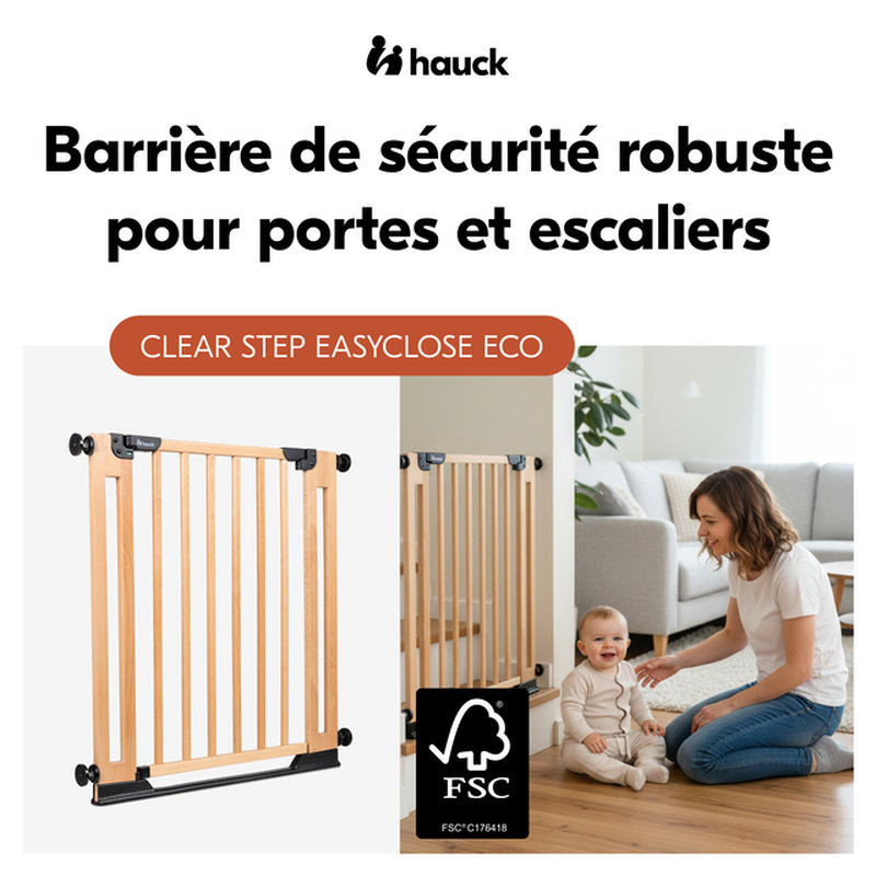 Barrière de sécurité Clear Step Easyclose Eco Beech Hauck infos