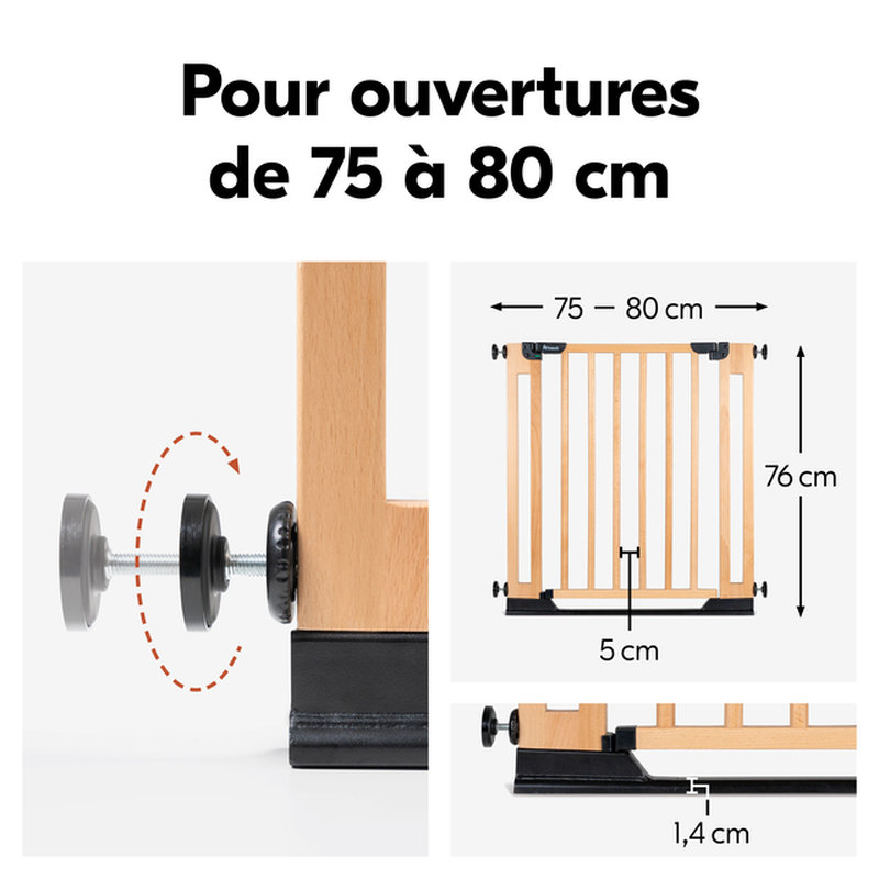 Barrière de sécurité Clear Step Easyclose Eco Beech Hauck taille ouvertures