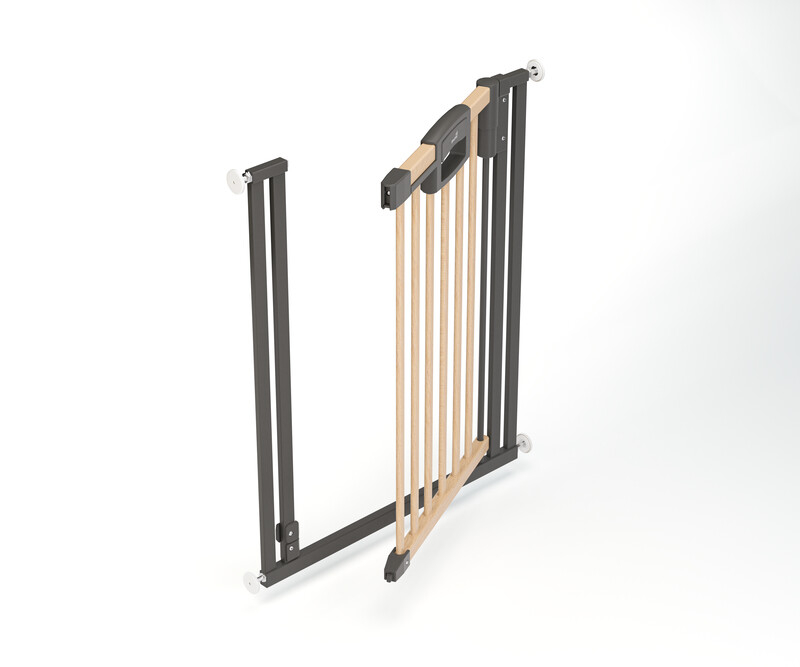 Barrière de sécurité Easylock Wood plus 68 - 76 cm naturel sans percer Geuther ouverture