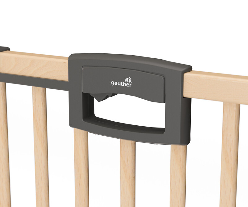 Barrière de sécurité Easylock Wood plus 68 - 76 cm naturel sans percer Geuther poignée