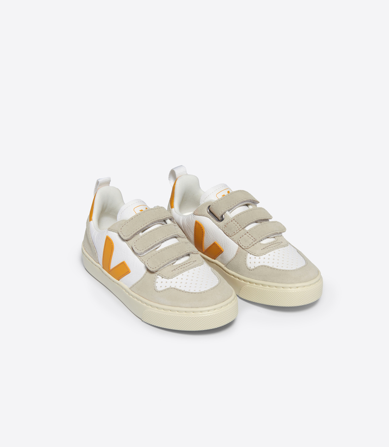 Baskets Small V-10 ChromeFree Leather Extra-White Ouro Veja devant