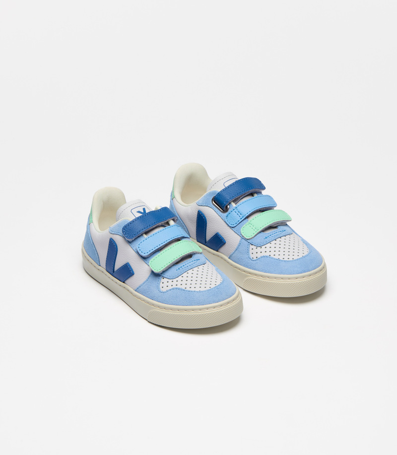 Baskets Small V-10 ChromeFree Leather Ice Multico Indigo Veja cote