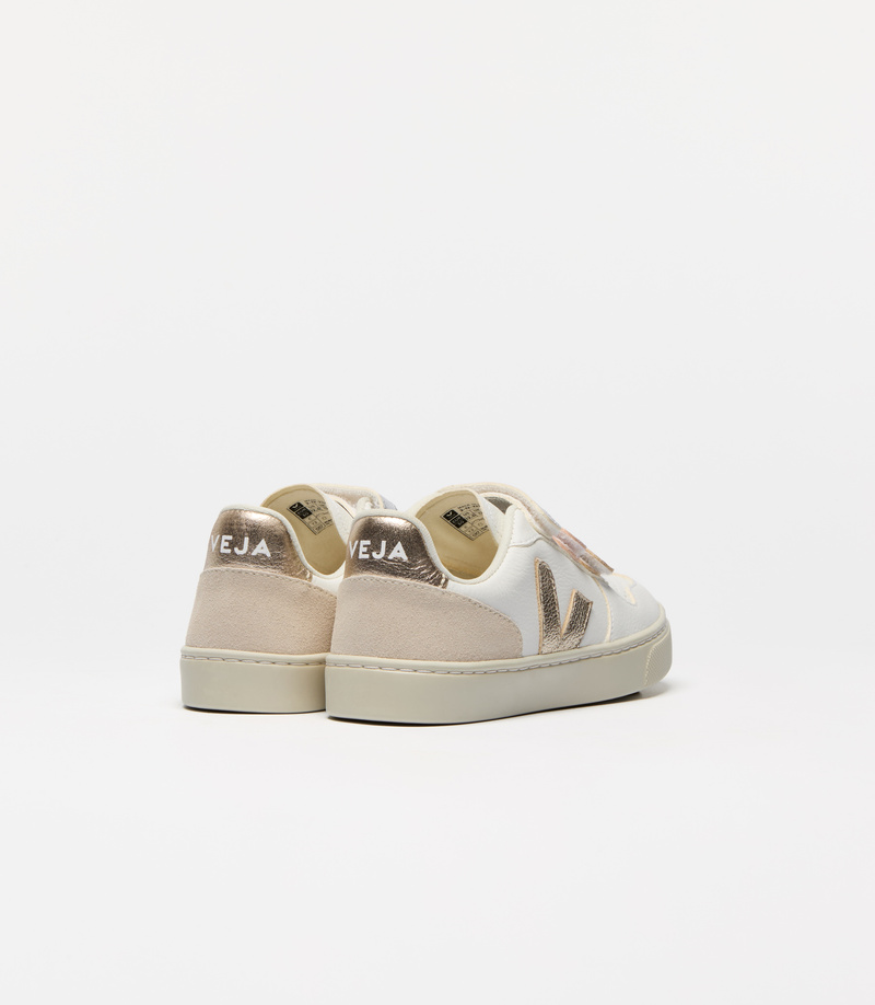 Baskets Small V-10 ChromeFree Leather Multico Extra-White Shiny Veja dos