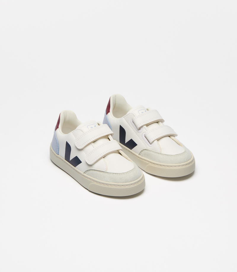 Baskets Small V-12 ChromeFree Leather Extra-White Multico-Steel Veja cote