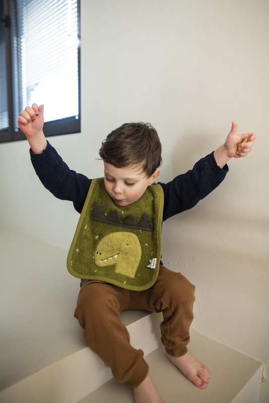 Bavoir en coton bio Mr. Dino Trixie lifestyle 2