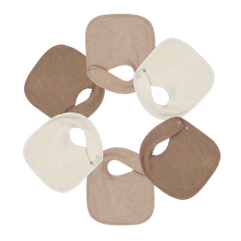 Bavoirs Naissance X6 Nid D'abeille 18x21cm Unis Beige & Choco 3kg7 produits