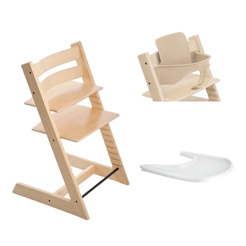 Chaise haute Tripp Trapp Chêne avec plateau et Baby Set V2 Stokke cover