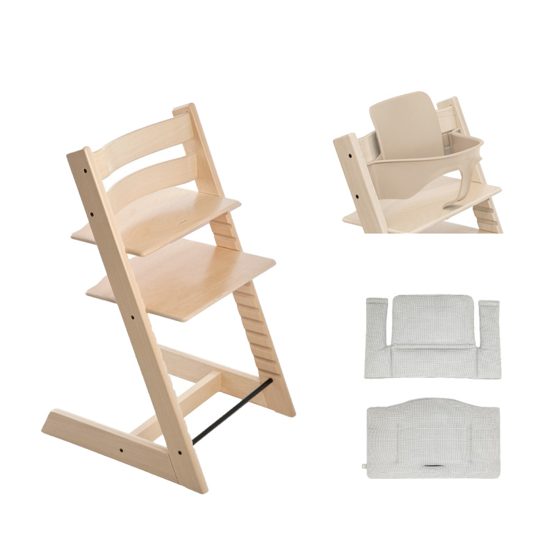 Chaise haute Tripp Trapp Hêtre + Babyset V2 + Coussin STOKKE cover
