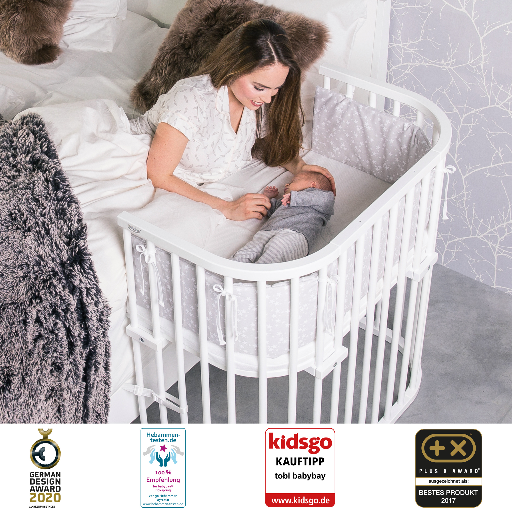 Berceau Cododo Boxspring Blanc laqué Babybay ambiance