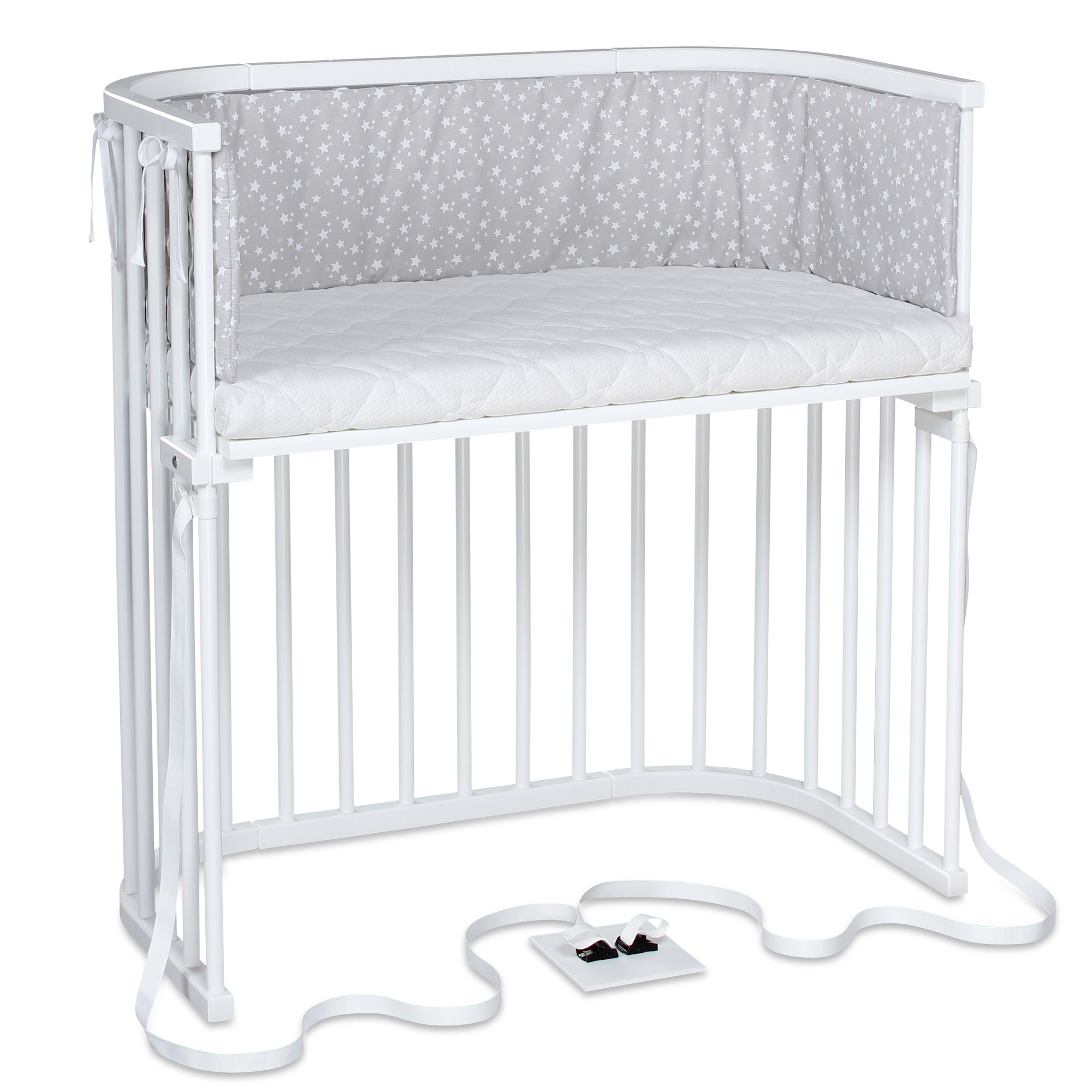 Berceau Cododo Boxspring Blanc laqué Babybay avec tour de lit