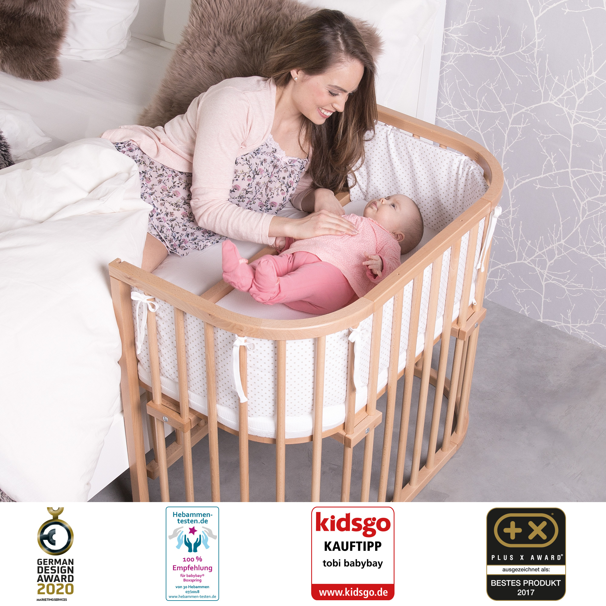 Berceau Cododo Maxi Comfort Plus Naturel laqué Babybay - Bambinou