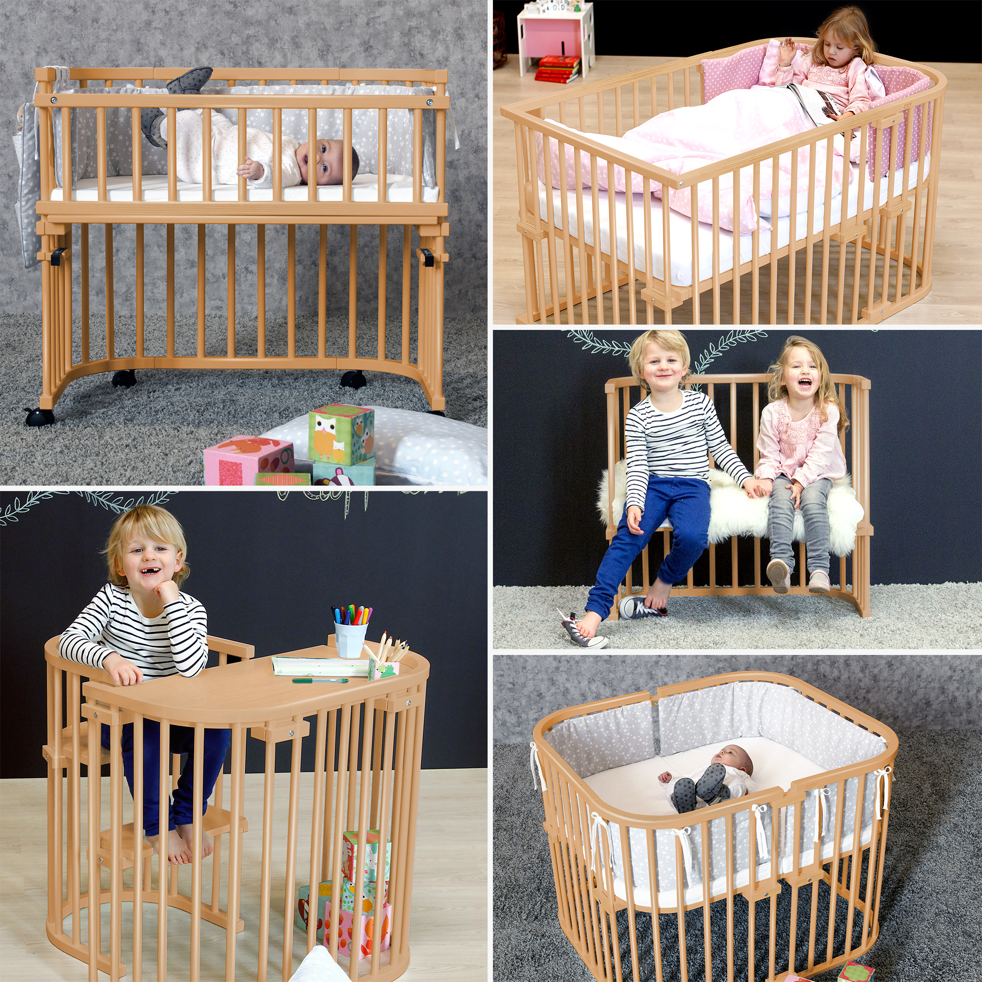 Berceau Cododo Original Cœur de hêtre huilé Babybay ambiance