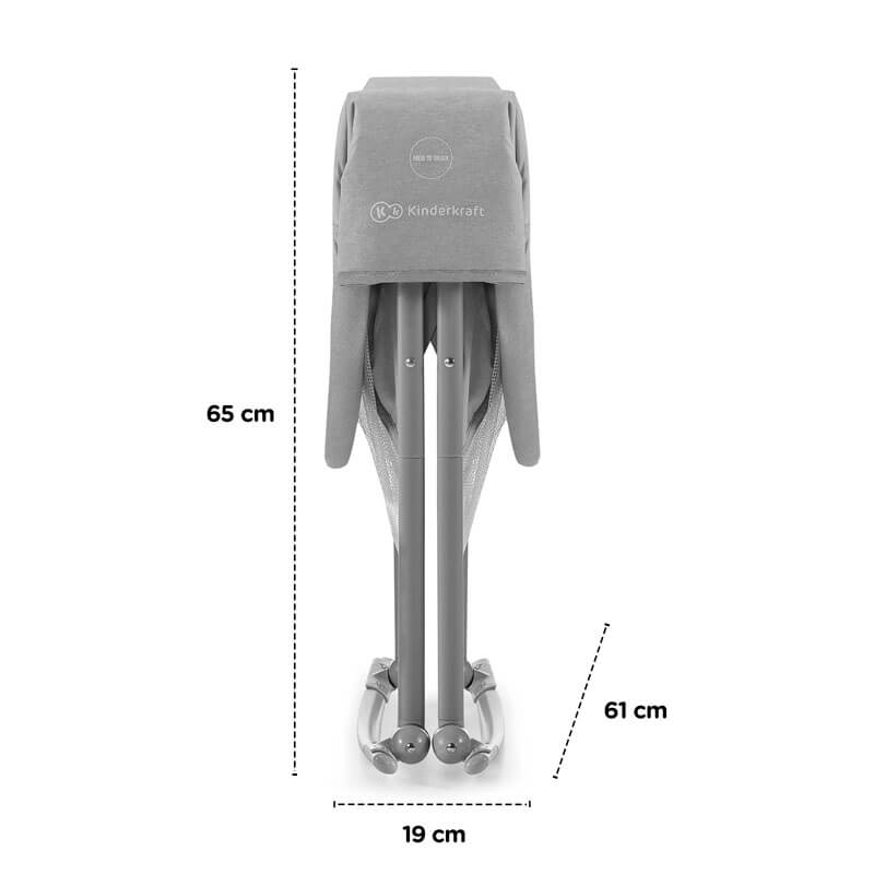 Berceau pliable Lovi Gris Kinderckraft dimensions plié