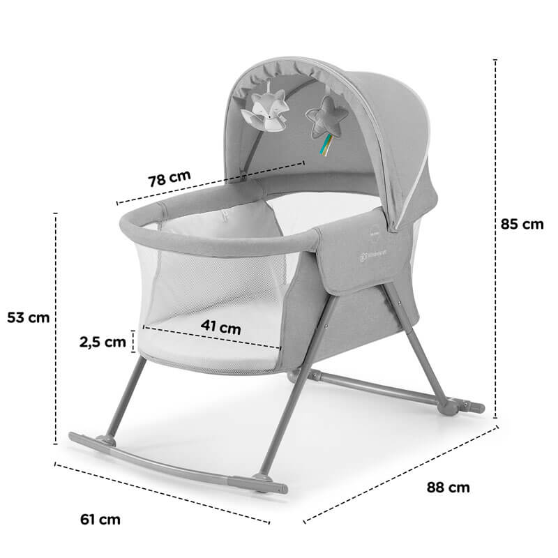 Berceau pliable Lovi Gris Kinderkraft dimensions