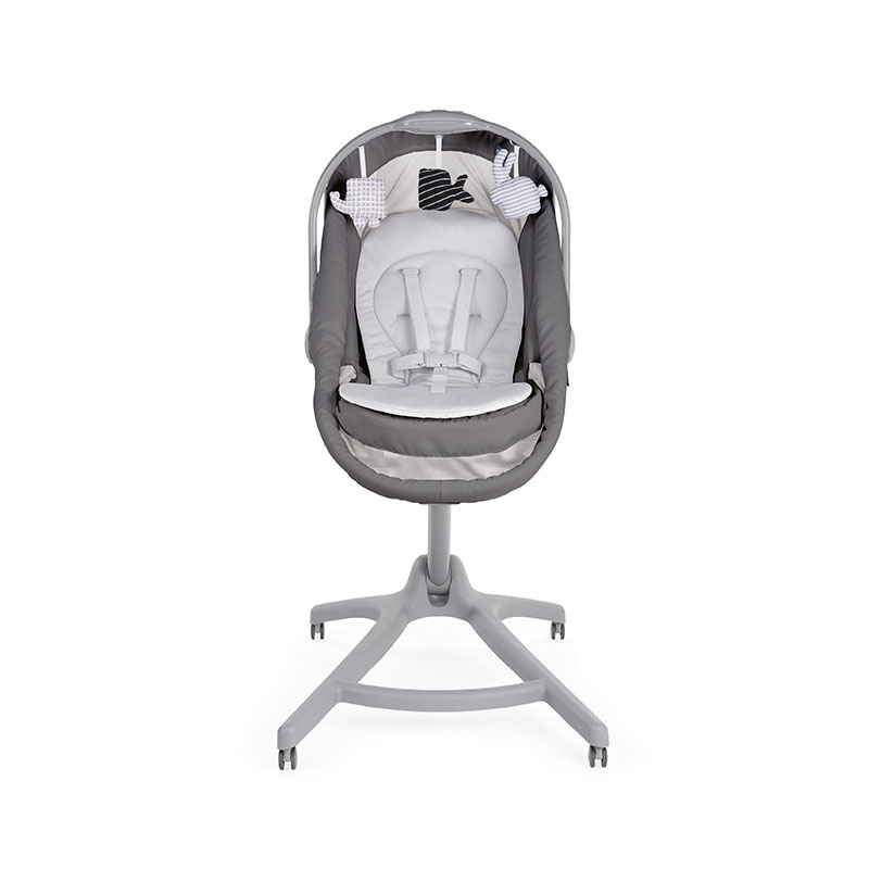 Berceau/Transat Évolutif Baby Hug 4in1 Air Dark Grey Chicco face chaise haute