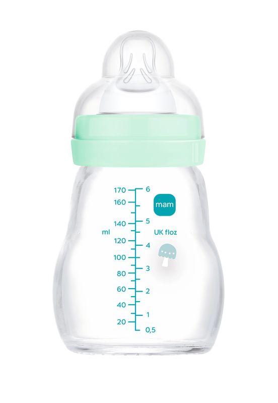 Biberon en verre 170 ml débit 1 Aqua MAM graduation