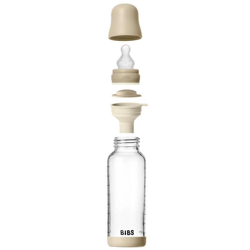 Biberon en verre NUIT phosphorescent rond Silicone 240 ml Débit moyen Vanilla BIBS assemblage