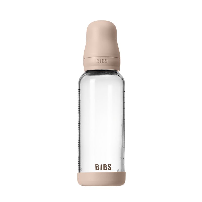Biberon en verre Tétine Latex 240 ml Débit Moyen Bibs couvercle sur le biberon
