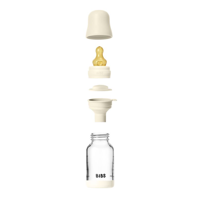 Biberon en verre Tétine Latex 120 ml Slow Flow Ivory Bibs éléments