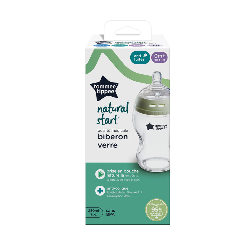 Biberon Natural Start Verre 250ml Tommee Tippee package