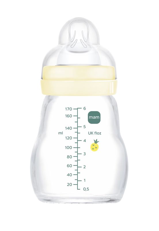 Biberon verre 170 ml Tétine débit 1 Blanc MAM graduation