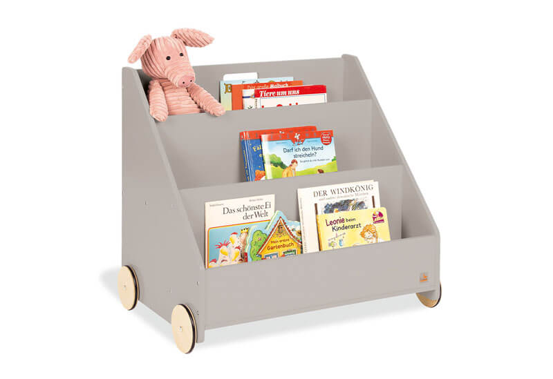Bibliothèque roulante pour enfants Lasse Gris Pinolino