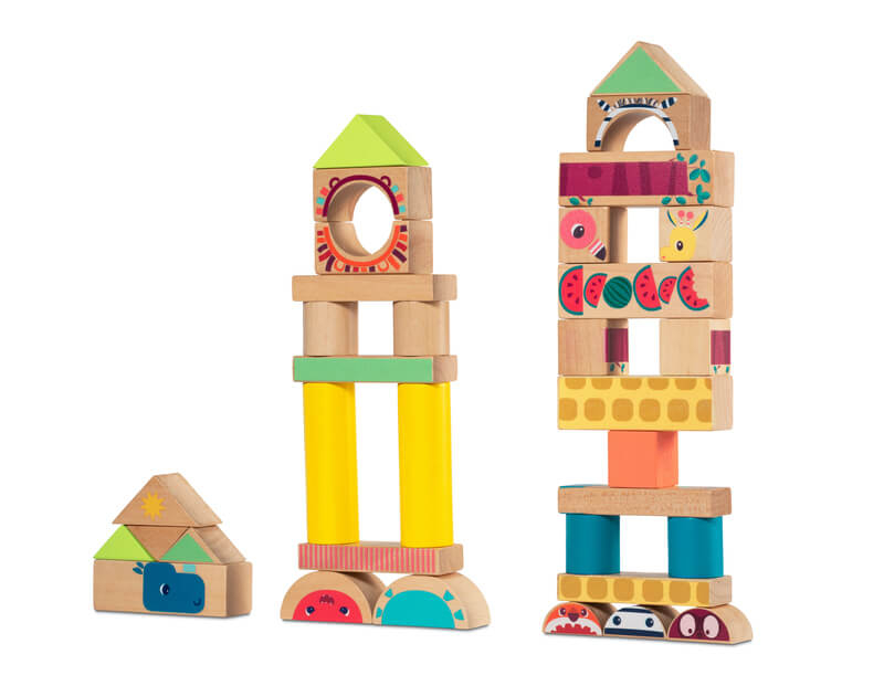 Blocs de construction en bois Jungle Lilliputiens Maisons