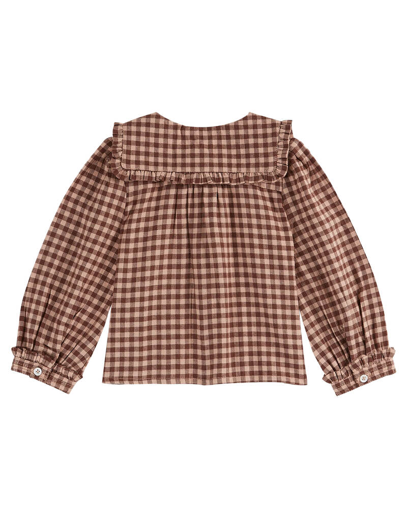 Blouse à col carré vichy rose vichy poudre Emile & Ida Produit Dos