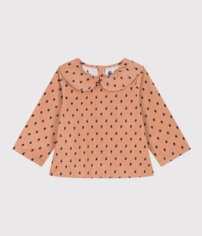 Blouse manche longue en velours Petit Bateau