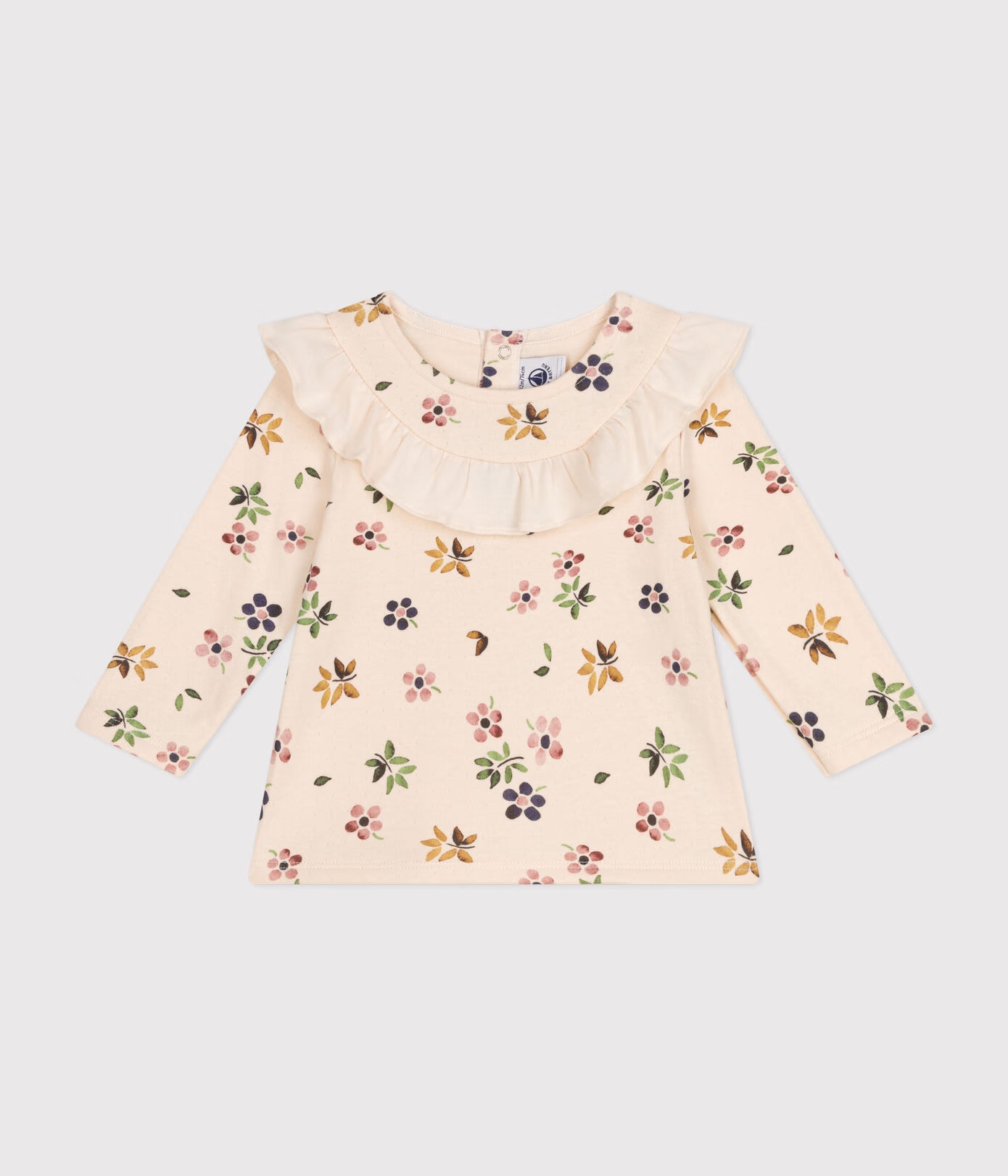Blouse manche longue en tubique à fleurs Petit Bateau devant