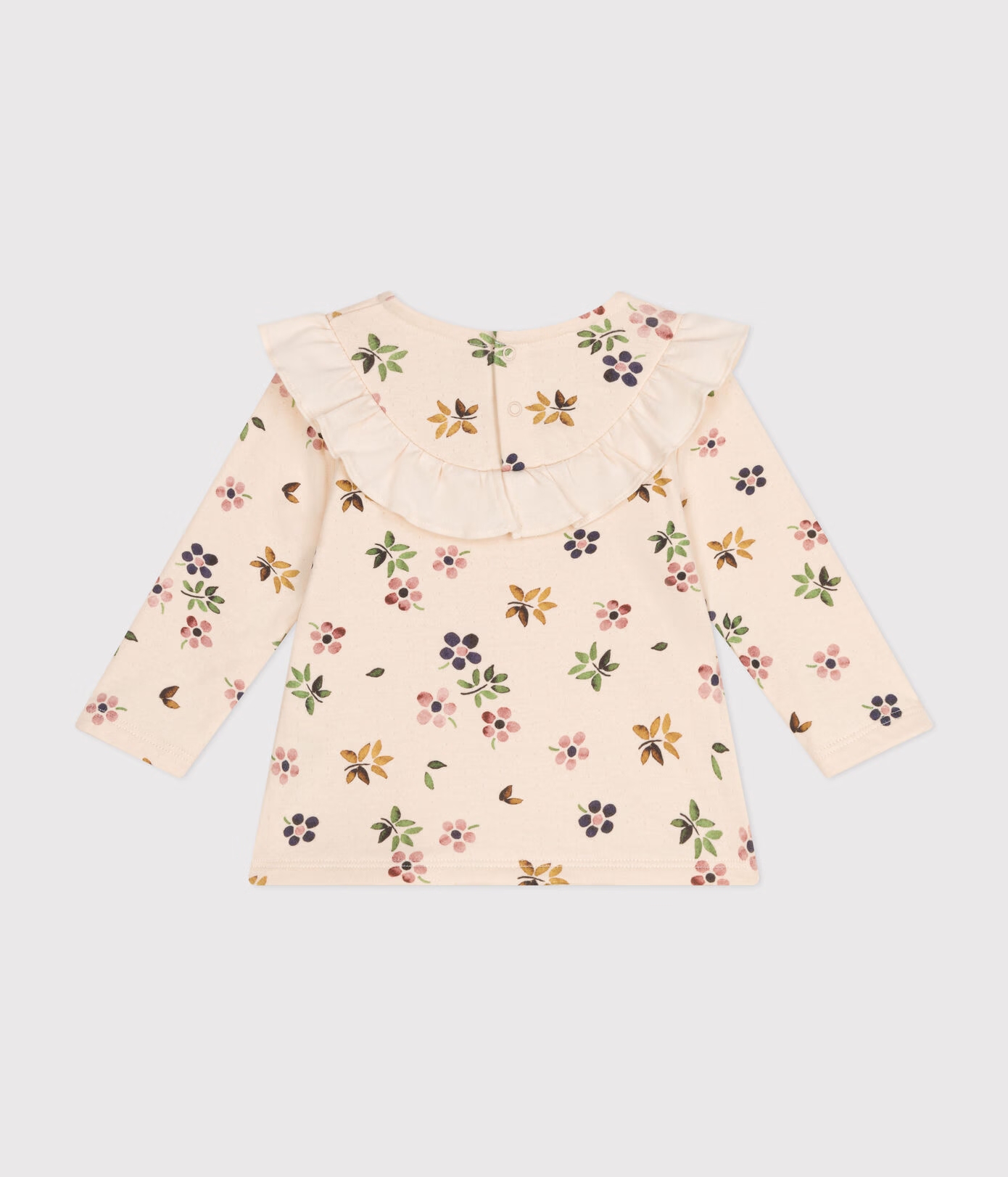 Blouse manche longue en tubique à fleurs Petit Bateau dos
