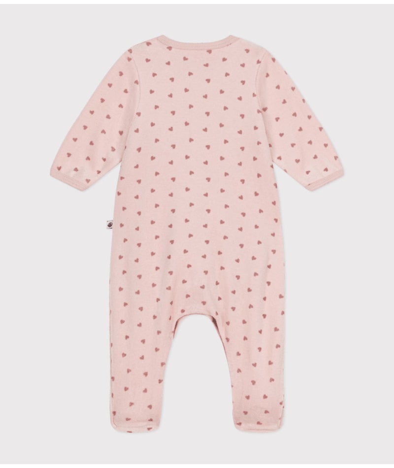 Bodyjama imprimé mini coeur en velours rose Petit Bateau dos