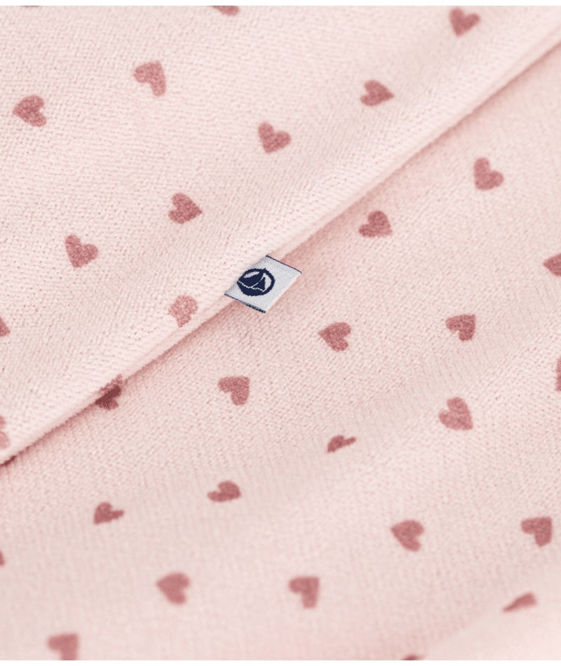 Bodyjama imprimé mini coeur en velours rose Petit Bateau etiquette
